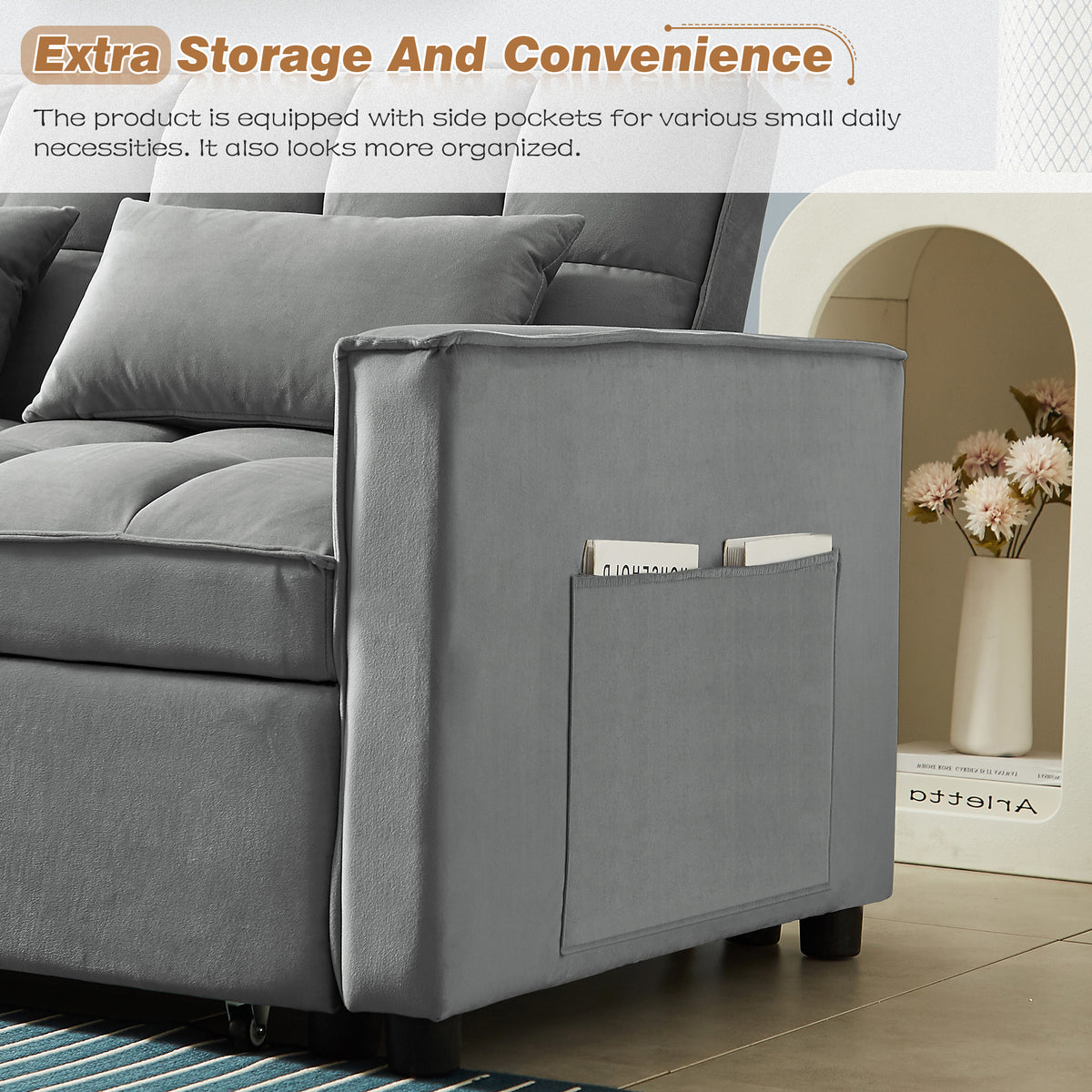 Milano 3 Seater L Shape Pullout Sofa Bed with Deep Storage Compartment & Reversible Chaise | Grey | 1 - Groceries Milano 3 Seater L Shape Pullout Sofa Bed with Deep Storage Compartment & Reversible Chaise | Grey | 1 - Groceries